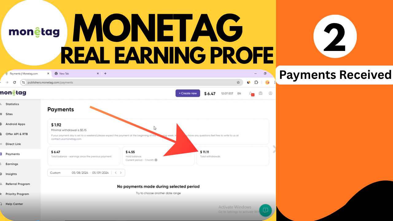 Monetag Arbitrage Case Study: How I Received 2 Payments in 2 Months (Real Experience)